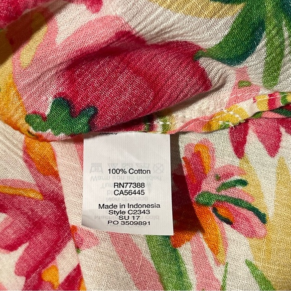 J. Crew Women’s Tunic Top Swim Cover Pink Floral Gauze Size Medium - Picture 5 of 6